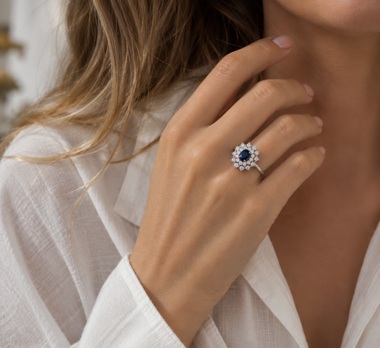 Saphir-Brillant Ring