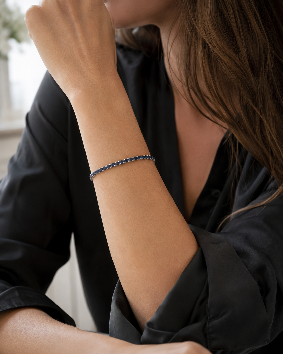 Vintage Saphir-Armband Weissgold-Glanzbereich