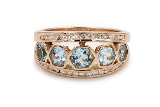 Aquamarin-Diamant-Ring