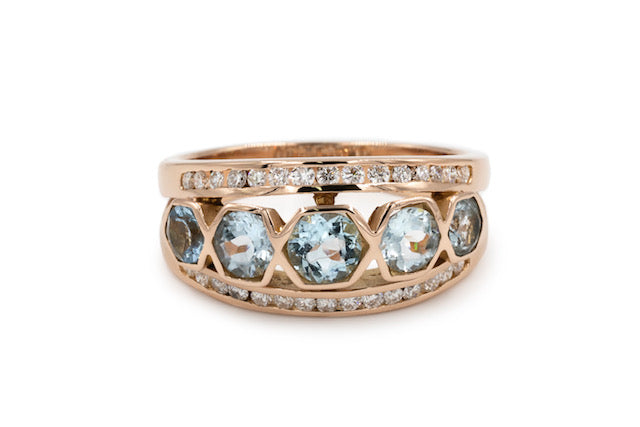 Aquamarin-Diamant-Ring