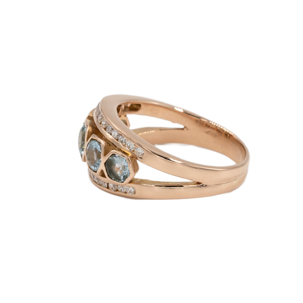 Aquamarin-Diamant-Ring